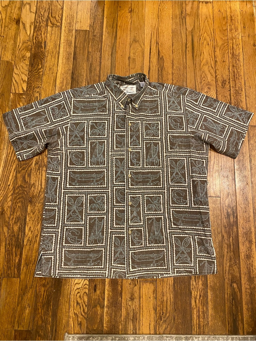 VTG Reyn Spooner Dietrich Varez Hawaiian Button Up Shirt Nautical Boats Sz L